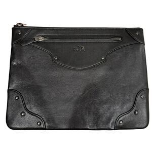 Coach Black Leather Pouch/Clutch Rivets Large Folio